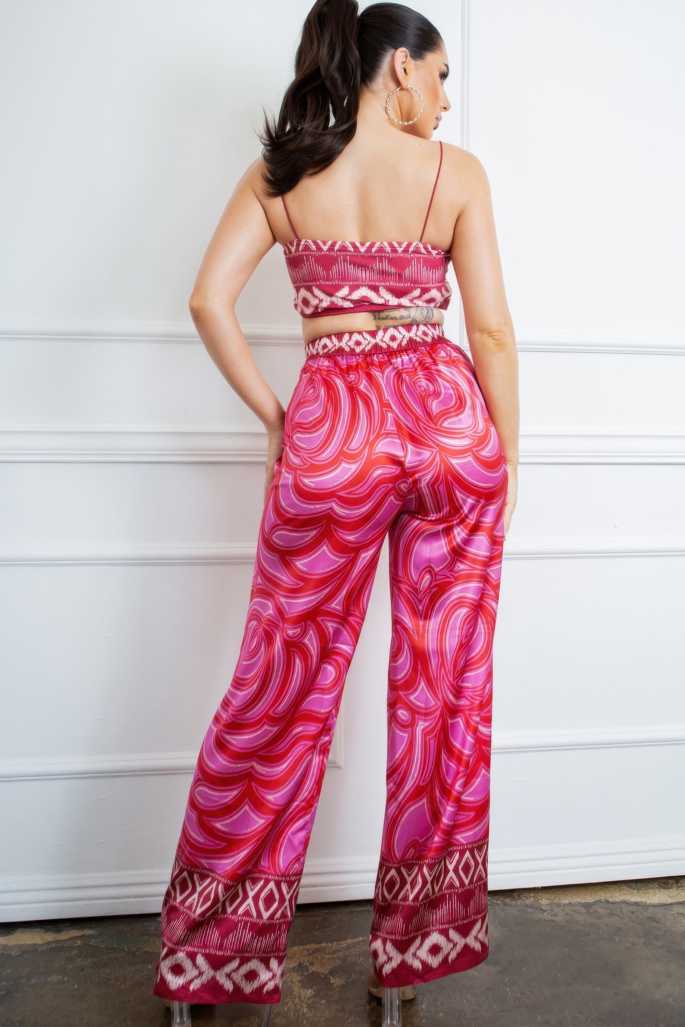 Bra Top And Wide Leg Pants Set